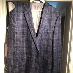 Mens Summer Linen Sports Coat - Blue/Prple Pattern